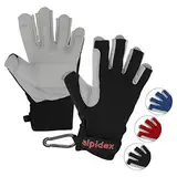 ALPIDEX Klettersteig Handschuhe Unisex Echtleder Kletterhandschuhe Half Finger Gloves Via Ferrata, Größe:M, Farbe:Wild Black