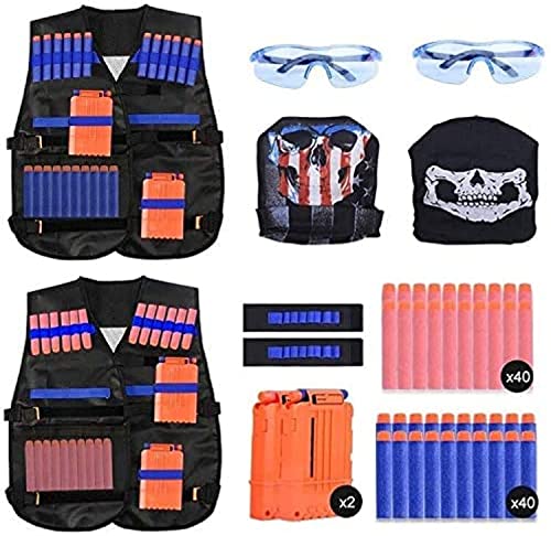 EXTSUD 2er Taktische Weste Jacke Set Kinder Taktische Jacke Set für Nerf Guns N-Strike Elite,Kids Tactical Vest für Nerf Zubehör Set