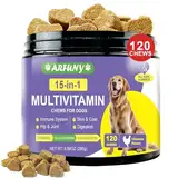 15 in 1 Hunde Multivitamine - unterstützt Verdauung, Fell, Knochen & Vitalität - Hunde Vitamine - Reich an Vitaminen, Glucosamine, Chondroitin - 120 Stück