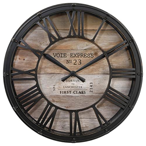 Atmosphera – Wanduhr Vintage – Schwarz & Holz D39 cm