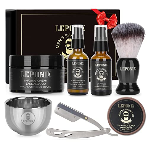 Rasierset für Männer, Barber Set Inkl Rasiermesser, Pre Shave, Rasierpinsel, Rasierseif, Rasiercreme Männer, Rasierschale, After Shave Balsam, Geschenke für Männer