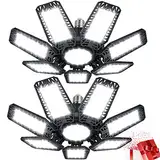 YIQIBRO Garagenlampe LED 200W 2 Stück, 20000LM 6500K Verformbare LED Werkstatt Deckenleuchte mit 7+1 Verstellbaren Paneelen, E26/E27 Werkstattlampe Garagenleuchte für Keller Geschäft Werkstatt Lager