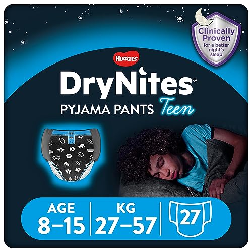 Huggies DryNites hochabsorbierende Nachtwindeln bei Bettnässen, für Jungen 8-15 Jahre (27-57 kg), 27 Stück, Windel-Pants