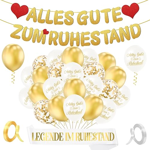 Ruhestand Deko,Vormontiert Rente Deko, Alles Gute Zum Ruhestand, Girlande Ruhestand, Rente Gut, Alles Gut Girlande, Luftballons Ruhestand,Endlich Rentner Schärpe für Frauen Abschiedsfeier Rente Party