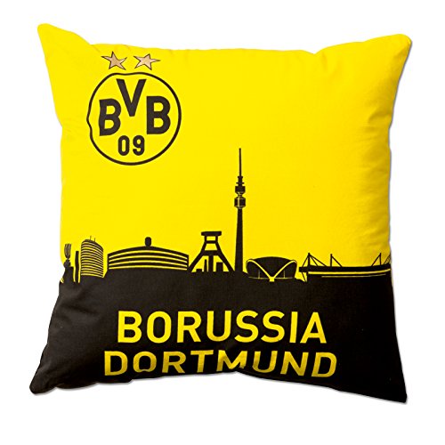 Borussia Dortmund Polyester , Dortmund, -Kissen mit Skyline, Schwarz / Gelb, 40x40cm, 1 Stück (1er Pack)