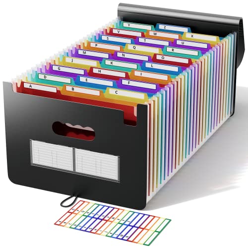 Dokumentenmappe A4, 26 Fächer Fächermappe Sortiermappe Bunte Datei Ordner Regenbogen Aktenordner Ordner Akkordeon Design A4 Größe Grosse Kapazität Wasserdicht Materia mit Deckel de ABC life