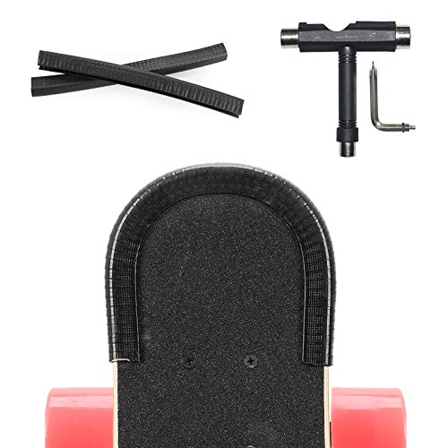 YOUSHARES 2 Pack Skateboard Deck Nasen Wächter und Schwanz Wächter, Elektro-Longboard-Kantenschutz mit Skateboard-Tools, T-Type Skate-Tool (Schwarz)