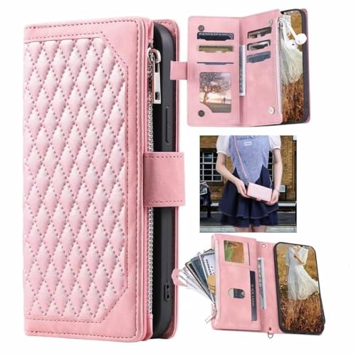 Rnrieyta Miagon für Honor Magic 6 Lite 5G Crossbody Reißverschluss Hülle,Brieftasche Geldbörse Handtasche Schulterriemen Flip Magnetisch Kartenhalter Ständer PU Leder Cover