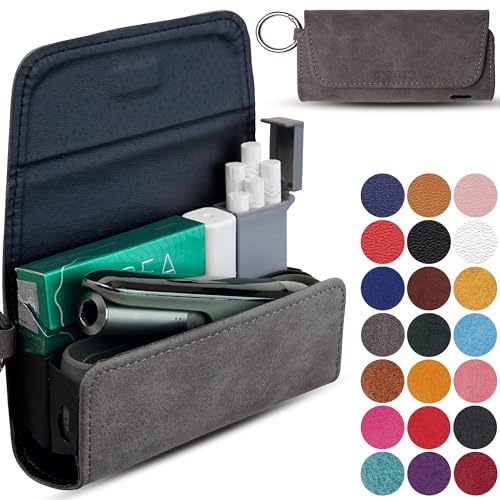 [20+ Farben] e-smoQ Tasche für IQOS ILUMA Hülle, Hochwertiges Etui Organizer für IQOS Iluma Zubehör (grau)