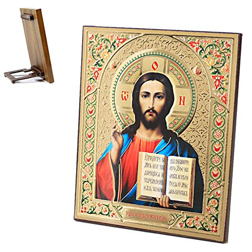 NKlaus Ikone Jesus Christus Holz 15x18cm Pantokrator Christi Ikonographie Orthodoxes Leitbild Kunstdruck 39117