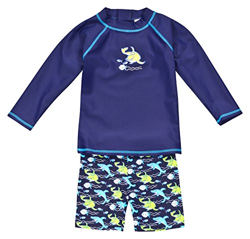 Landora®: Baby- / Kleinkinder-Badebekleidung langärmliges 2er Set Marineblau; in Größe 74/80