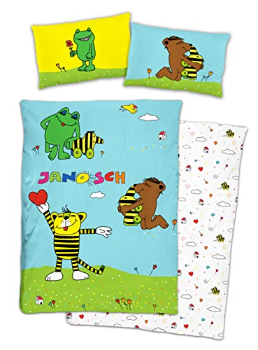 Wild South Shop - Janosch Bettwäsche Tigerente Frosch 40 x 60 + 100x135cm 100% Baumwolle Renforcé mit Reißverschluss
