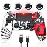 GGiking Wireless Controller für PS4, Game Controller kompatibel mit PS4/Pro/Slim/PC Gamepad mit Turbo/Zurück Taste/Dual Vibration/6-Achsen Gyro Sensor/Touchpanel