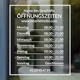 Öffnungszeiten Aufkleber für Schaufenster, personalisierbar (Design 1)