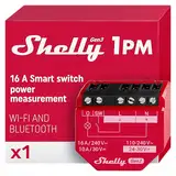 Shelly 1PM Gen3 | WLAN Relais-Schalter mit Strommessung - 16A | Lichtsteuerung | Alexa Google Home, Matter Kompatibel | iOS- Android-App | Kein Hub erforderlich