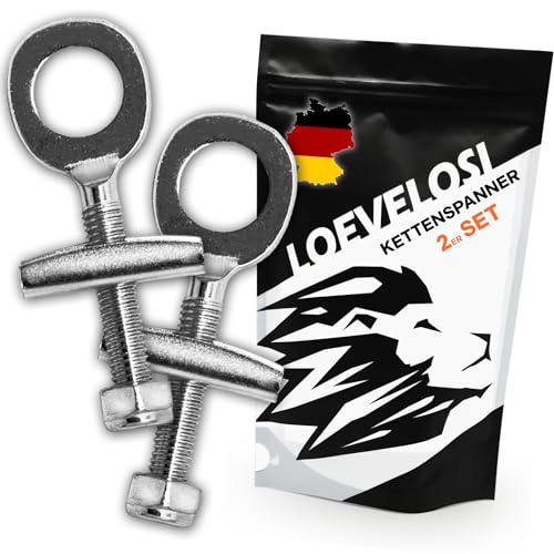 LOEVELOSI Fahrrad-Kettenspanner Set, 2 Stück, aus Verzinktem Stahl, Einfache Installation, für BMX, Single-Speed, EIN-Gang-Fahrräder, 3cm Gewinde, Ø 12mm Achse