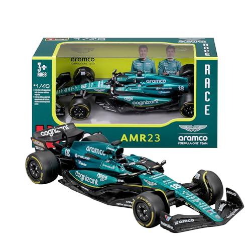 Bburago - Aston Martin AMR23#18 Stroll - Realistisches F1 Auto im Maßstab 1:43, Diecast Replica mit offizieller Aston Martin Lizenz, Empfohlenes Alter 3+ Jahre