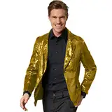 dressforfun Glitzer Pailletten Blazer, Sakko, Kostüm Herren, Faschingskostüme Männer, Karneval, Kostüme für Erwachsene, 80er Jahre Outfit, Discokugel, Gruppenkostüm Erwachsene - Gold, XXL