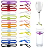 TNSLAND Wiederver Wendbare Glasmarkierer, Party WeinGlas Marker Silikon Bunte Dekoration Cup Marker Trinken, Silikon Drinks Marker Etiketten Flaschen Markier Glas Markierung Insgesamt 24 Mischfarben