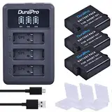 DuraPro 3Pcs 1600mAh Akku für Gopro Hero 5/6 Gopro 2018 Gopro 7 Kamera-Akkus + Rapid LED 3-Slots USB-Ladegerät mit Typ C-Anschluss (kompatibel mit Hero5 All Firmwares v02.00, v02.01)