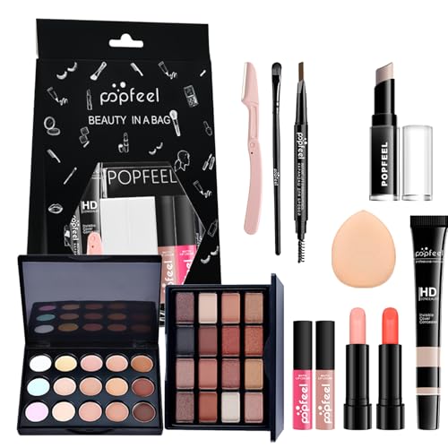 Make Up Set - All In One Schminkset Für Frauen - Multifunktions Make-Up Sets Mit Concealer-Paletten, Stifte, Cremes丨Lidschatten丨Lippenstifte丨Lipgloss丨Augenbrauenstifte丨Make-Up-Pinsel Und -Schwämme