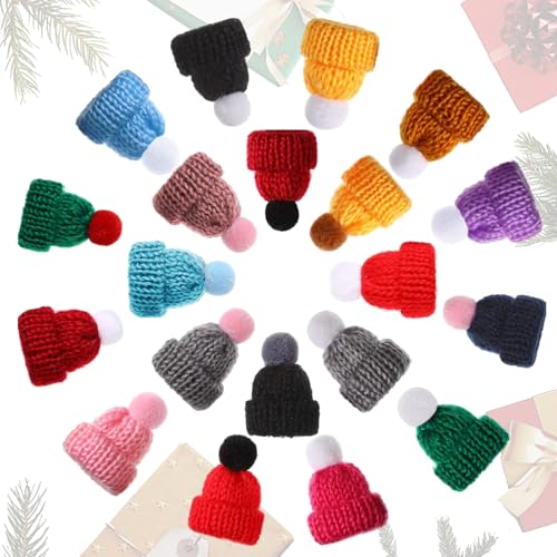 30 Stück Gestrickte Mütze, Gestrickt Mini Hut Ornamente, Mini-Strickmütze des Weihnachten, Niedliche Figur Hut, Puppen Hut Für Schmuck Machen DIY Weihnachten Handwerk, Gemischte Farbe