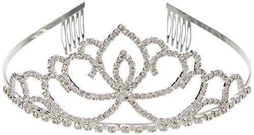 Katara 1637 - Silbernes Strass Diadem Haarspange - Hochzeit, Brautjungfern, Kommunion, Konfirmation