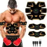 WARDBES EMS Bauchtrainer Trainingsgerät, EMS Trainingsgerät, EMS Bauchmuskeltrainer, USB Wiederaufladbar Bauchmuskeln Stimulationsgerät 8 Modi & 19 Intensitäten für Bauch, Arm, Bein, Männer & Frauen