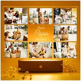 Geschenkfreude personaliserte Acrylglas Bild mit Fotos - Geschenkideen für Papa - Vater Kind Geschenk - Papa Bilderrahmen mit LED Beleuchtet - Vater Geburtstagsgeschenk - Bester Papa der Welt Collage