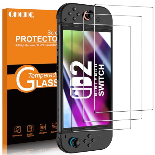 QHOHQ für Nintendo Switch 2 [7.9 Inch] Model 2025 für Panzerglas, Militärstandard Schutz, [Full Screen], Ultra Top 9H+ Glas Folie, Anti-Fingerabdruck, Anti-Kratzer [3 Stück]