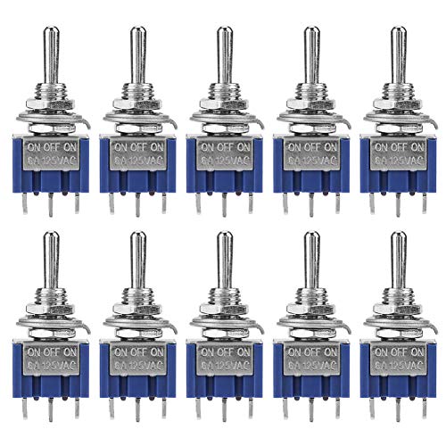 10Pcs Mini Kippschalter, 125V 6A 3 Position On-Off Momentary SPDT Kippschalter, 3 Pin 6mm Wasserdichte Schwere Kippschalter, für automobil, haus, industriesteuerung