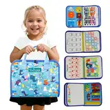 TUNJILOOL Montessori Busy Board - 8-in-1 Sinnesaktivitätsbuch mit abnehmbaren Seiten, reisegeeignet für Feinmotorik Vorschulbildung