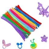 100 Stück Pfeifenreiniger Bunt zum Basteln, 10 Farben Pfeifenreiniger Chenilledraht Lang 30cm, Pfeifenputzerdraht für Handwerk Dekorationen, Pipe Cleaner Basteln für DIY Handwerksprojekte