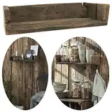 LS-LebenStil Holz Wand-Regal Ziegelform Braun 45cm Wandboard Küchen-Regal Bücherregal Recycelt Badregal, Ablageboard, Gewürzregal, Dekoregal, Schweberegal nachhaltig Upcycling