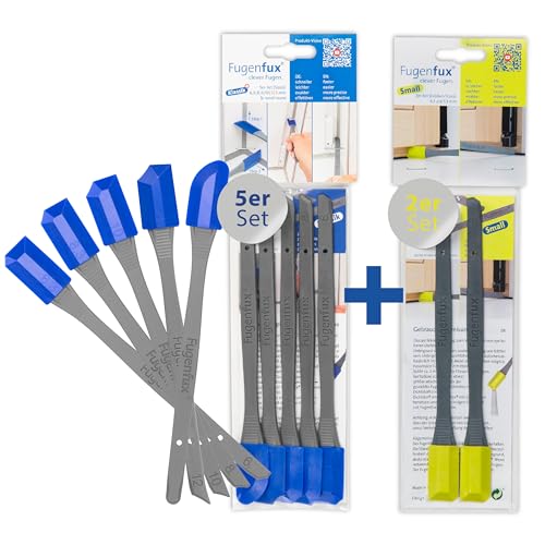 FUGENFUX® Professional-Set: Klassik 5er + Small – Spezial-Fugenabzieher – Fugenglätter für jede Größe – Fugenabzieher mit Revolutionärer Zauber-Spitze für Extrem Enge Stelle – Made in Germany