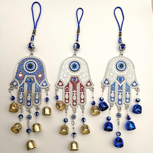 LINNYANNX 3 Stück Fatima Hand Wandbehang Ornament, türkischer Nazar Böser Blick Amulett hängende Ornamente für Auto, Zuhause und Büro zum Schutz und Segen