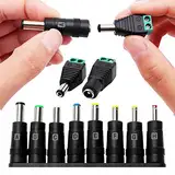 8 in 1 Universal DC Netzteil Adapter, 5.5x2.1 mm KUOQIY Buchse auf Stecker DC Hohlstecker Adapter für Laptop Netzteil, Kompatibel mit HP Dell ASUS Lenovo Acer, mit Männlich Weiblichem DC Anschluss