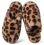 Coswind Hausschuhe Damen Herren Winter Warme Plüsch Kuschel Flauschige Pantoletten Gefütterte Weiche Rutschfeste Unisex with Memory Foam Schöne Dicke Bequeme Leopard 270