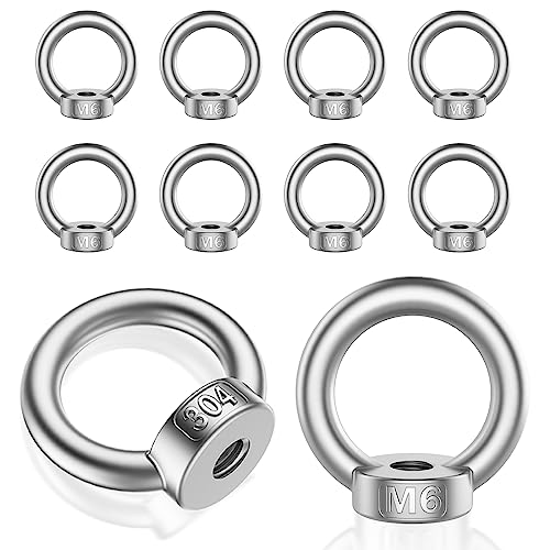 MOGADEE® Ringmutter M6, 10 Stück 304 Edelstahl Ringmuttern, Hardware Ringösen für Hebezubehör Ringmutter