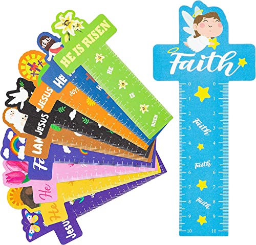 Haooryx 50Stück Jesus Kreuz Lesezeichen Lineale für Kinder Er ist auferstanden Religiös Bücherzeichen Schule Schüler-Belohnung Weihnachten Geburtstag Geschenk Party Zubehör Bookmark Ruler