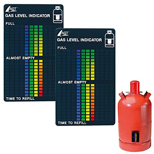 AGT Gas Anzeiger: 2er-Set Gasstand-Anzeiger für Gasflaschen, 22-stufige Skala (Gasstandanzeiger, Gasstandsanzeiger, Füllstand Gasflasche)