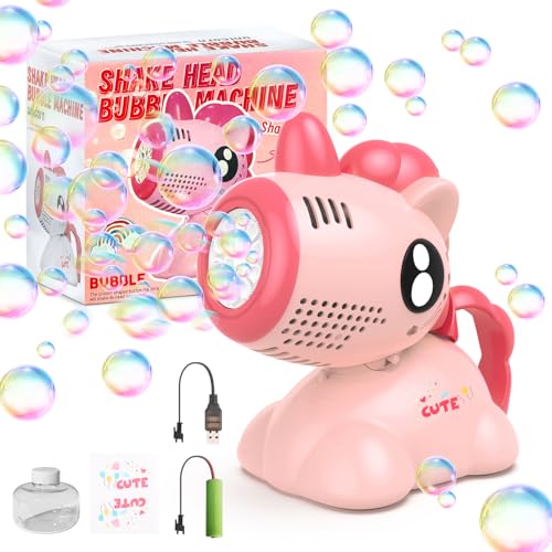 Euakee Seifenblasenmaschine, Einhorn Blasenmaschine für Kinder, Regenbogen Blasen Spielzeug mit Licht, 100ML Seifenblasenlösung, Auslaufsicheres, für Outdoor, Geburtstag, Party, Hochzeit(Rosa)