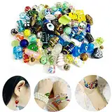 Gocelyn 80 Stück sortierte Glasperlen für Schmuckherstellung, verschiedene Formen und Farben, Lampwork-Glasperlen, lose Perlen zum Basteln von Armbändern und Halsketten