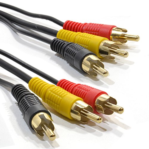 kenable 3X Chinch Cinch Stecker Zum Stecker Composite & Audio Kabel Anschlusskabel 3 m Vergoldeten [3 Meter/3m]