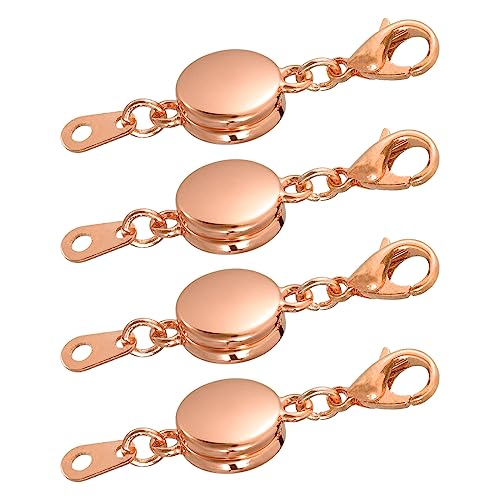 sourcing map 4Stk Magnetisch Schmuck Klammern Oblate Magnetisch Klammern Verschlüsse mit Karabinerhaken Klammern für Armbänder Halskette Schmuck Herstellung (Rose Gold)