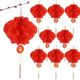 20 Stück Rote Chinesische Laternen 7 Zoll Kunststoff Lampions Rot Laternen Faltbare wasserdichte Rote Papierlaternen Papierlampen Dekorationen für Chinesische Frühlingsfest Laterne Festival Hochzeit