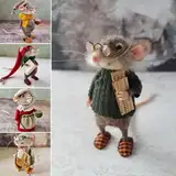 Niedliche Nadelfilzmaus, Weihnachtsmaus aus Wollfilz, niedliche Filzmäuse, Figur für Halloween, Weihnachtsdekoration, Nadelfilz, Weihnachtsmaus, Puppendekorationen (alle)