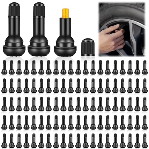 UVVRUR 100 StüCk Gummi Ventile Reifen Gummiventil TR413 Gummiventile Universal Reifenventil Schwarz Snap-In Gummiventile FüR Auto MotorräDer FahrräDer Ventile