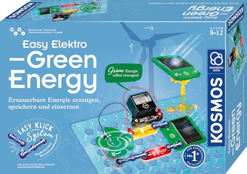 KOSMOS 620684 Easy Elektro - Green Energy, Amazon Exklusiv, Erneuerbare Energie erzeugen speichern und einsetzen, Experimentierkasten für Kinder ab 8 Jahre