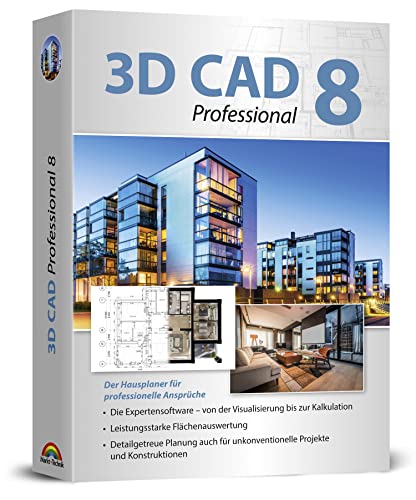 3D CAD 8 PRO - 2D und 3D Zeichenprogramm für Architekten - Hausplaner, Wohnungsplaner, technische Zeichnungen - Windows 11, 10, 8.1, 7